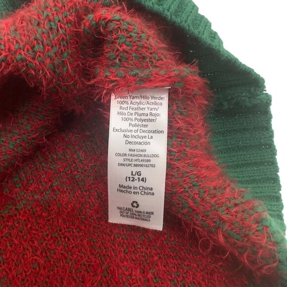 Holiday Time Ugly Christmas Sweater Bulldog Design SZ L Puff Sleeve Crew Neck - Picture 4 of 11